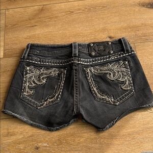 Embellished Black Denim Shorts